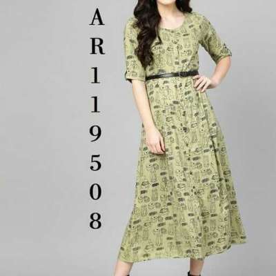 Stylish Women's Viscose Rayon Printed Kurtis Fabric: Viscose Rayon Sleeves: Sleeves Are Include Profile Picture