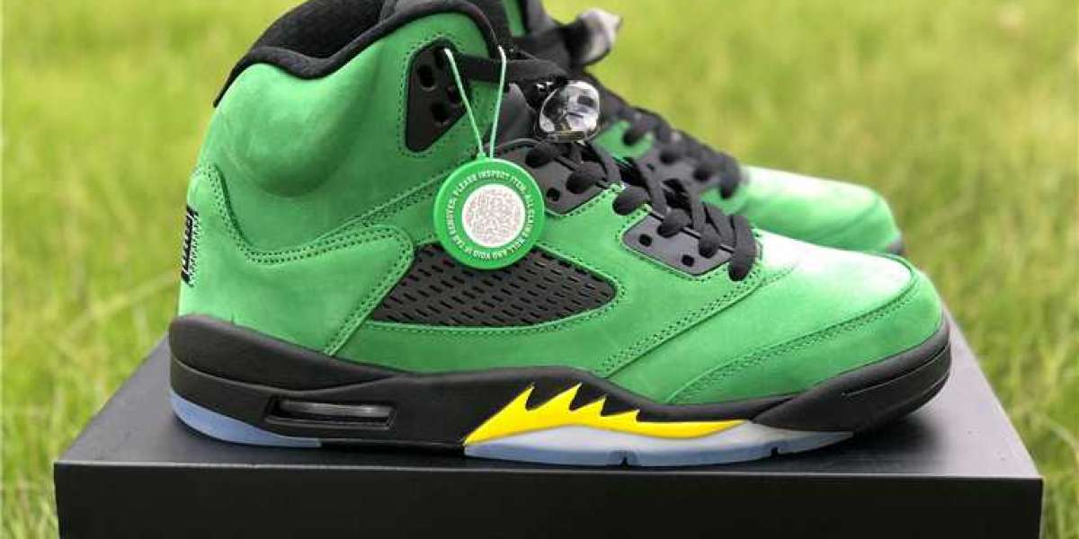 Newest Air Jordan 5 Retro SE “Oregon Ducks” Apple Green Black For Cheap CK6631-307