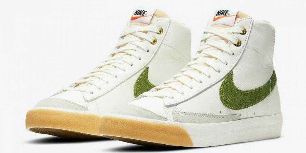 Nike Blazer Mid ’77 Mid White Come With Green Snakeskin Swooshes