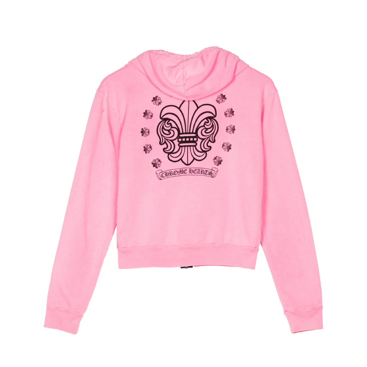 Chrome Hearts Girls Zip-Up Pink Hoodie - New Arrival