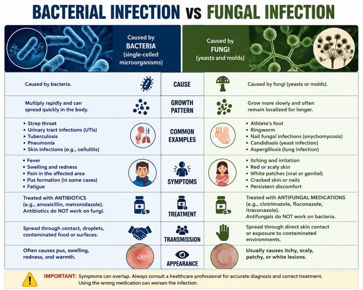 Bacterial Infection vs Fungal Infection