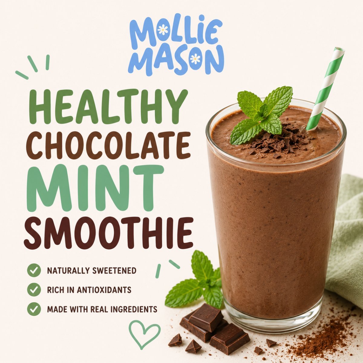 Healthy Chocolate Mint Smoothie | Easy and Creamy Recipe