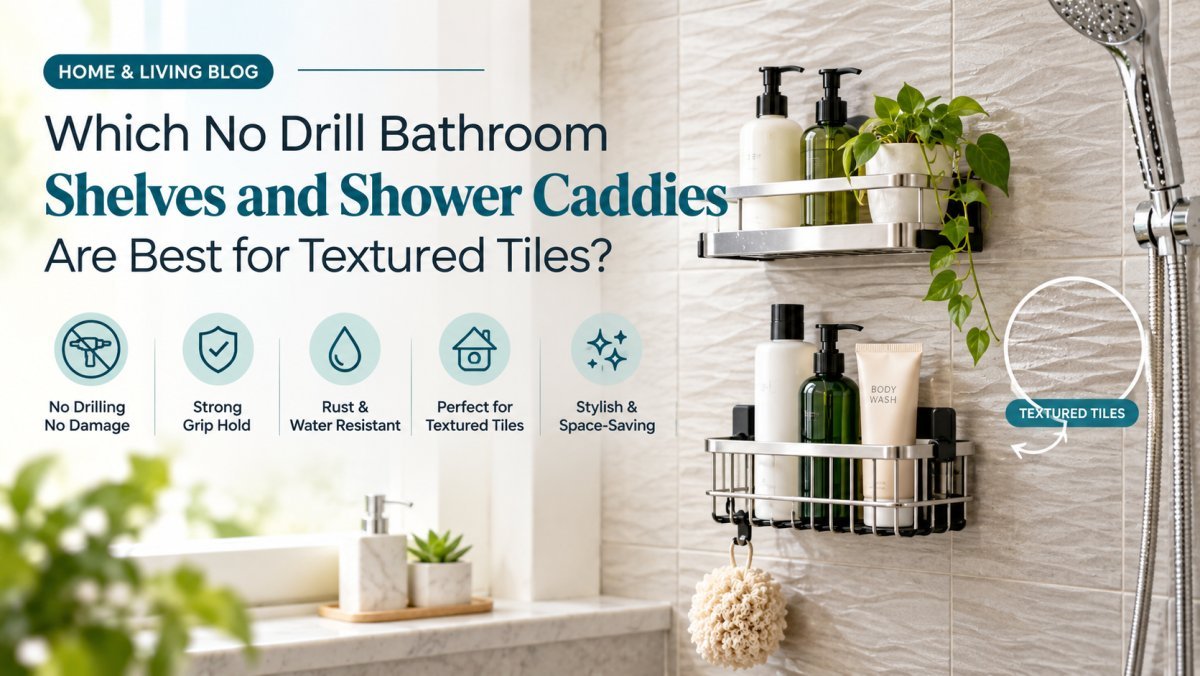 Which No Drill Bathroom Shelves and Shower Caddies Are Best for Textured Tiles?