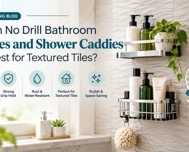 Which No Drill Bathroom Shelves and Shower Caddies Are Best for Textured Tiles?